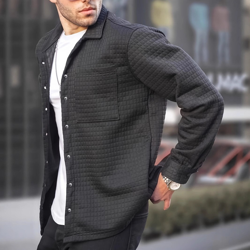 2025 Aliexpress Hot Selling European and American Men's Fashion Casual Plus Size Men's Cardigan Small Checkered Long Sleeve Shirt Jacket