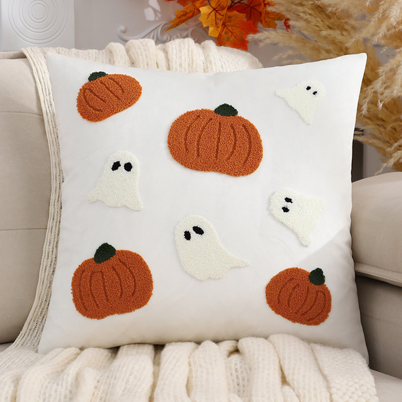 外国貿易クロスボーダーハロウィン枕カバーカボチャゴーストフランネル刺繍感謝祭工場ドロップシッピング|undefined