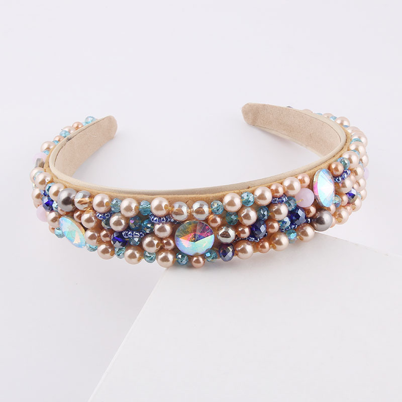 125g Weight Baroque Sponge Broad-rim Pearl Rhinestone Headband