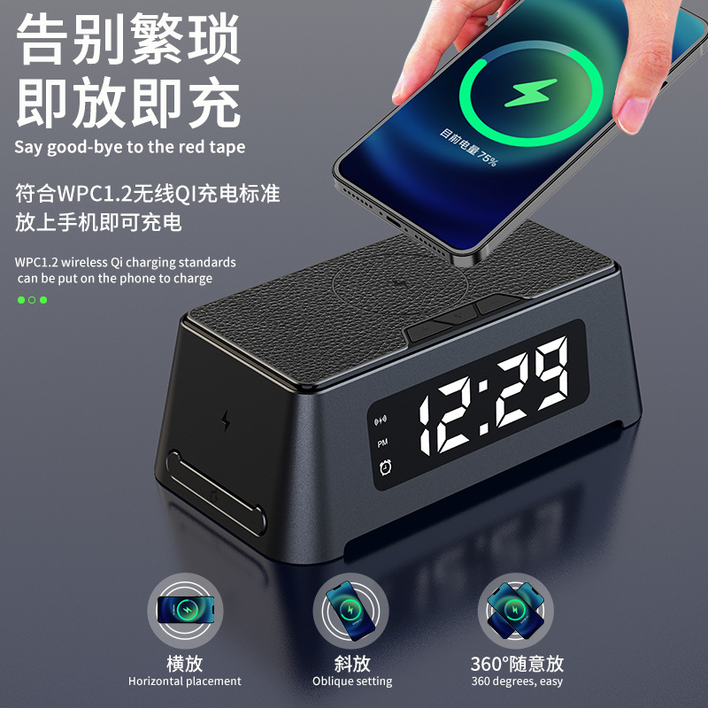 Cargador Inalámbrico Tres en Uno, Multifuncional, Reloj Despertador, Auriculares, Cargador Inalámbrico para Teléfono Móvil, Venta Caliente en Comercio Exterior, Fábrica de Origen