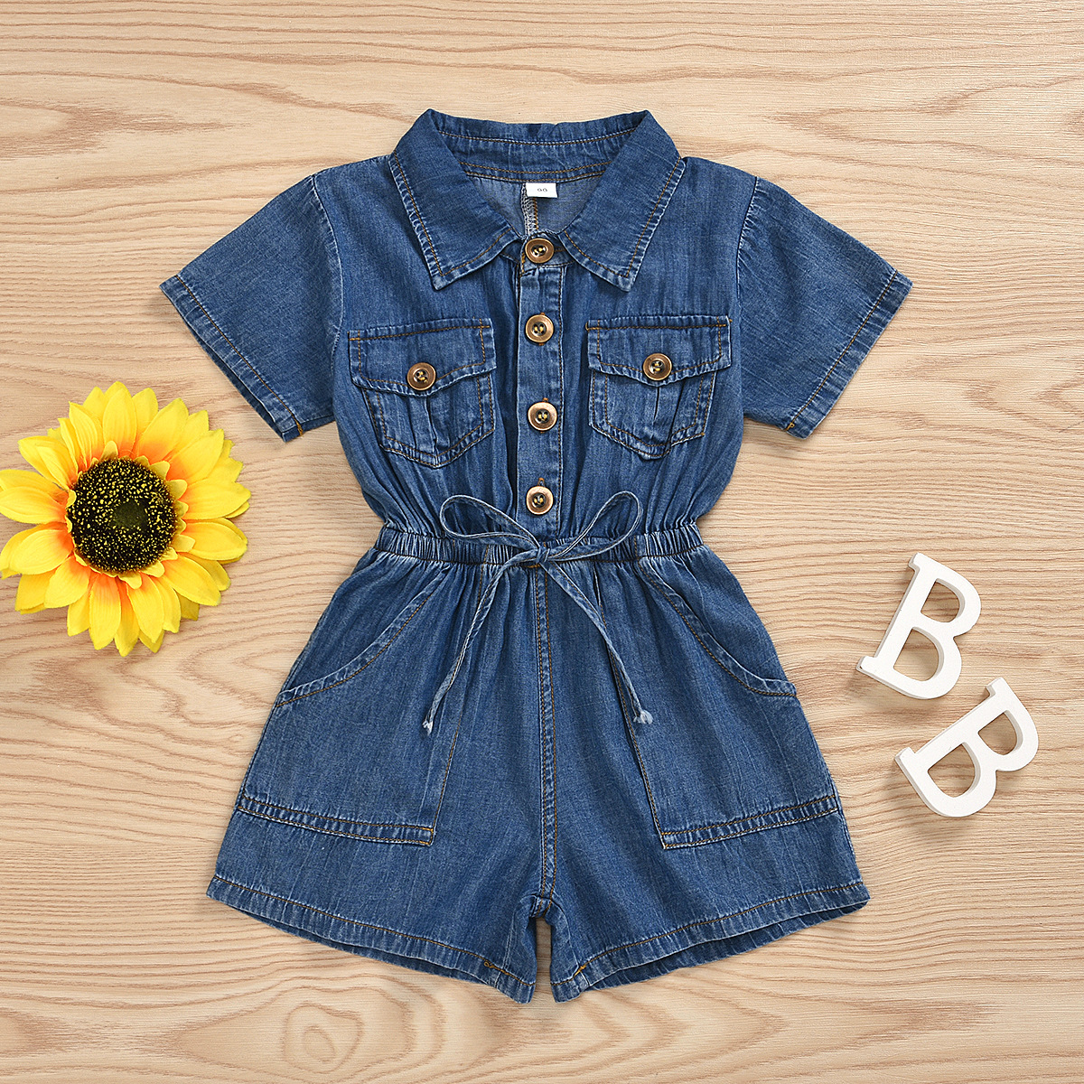 Denim romper back view