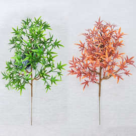 仿真绿植假枫叶枝迎客松秋季复古枫叶银杏叶鸡爪五角树叶园林绿景
