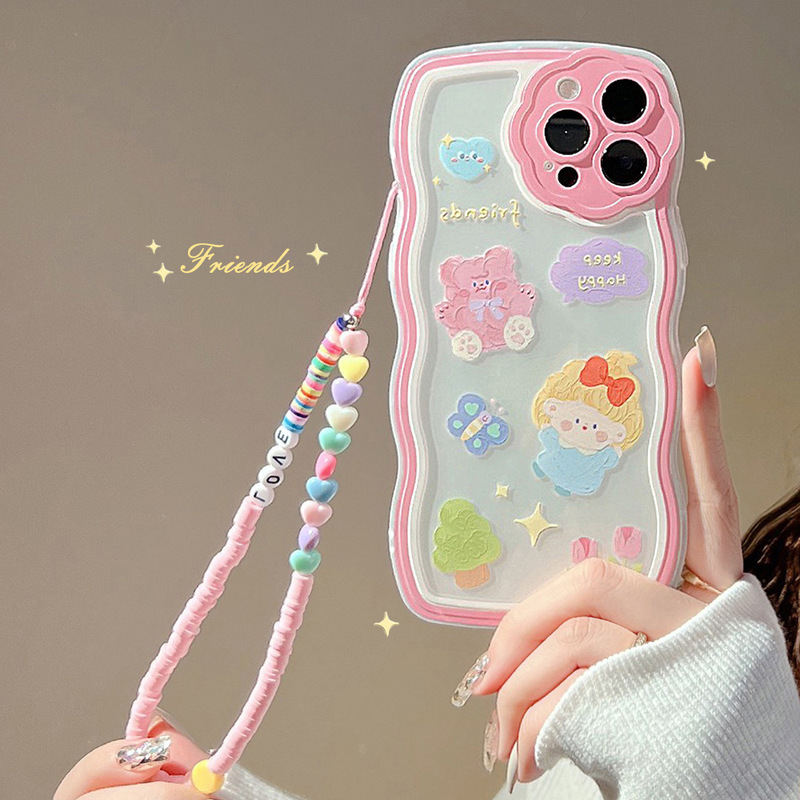 Suitable for Iphone14Promax Apple Mobile Phone Case 15 Cute Girl 13 with Lanyard 12 Dropshipping 13 Transparent 11