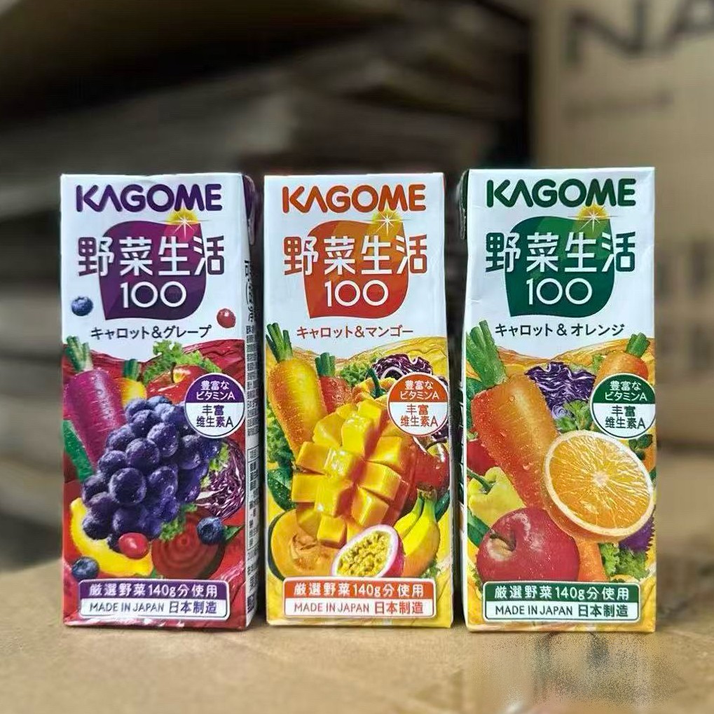 日本进口kagome可果美复合果蔬汁饮料胡萝卜橙子野菜生活200ml