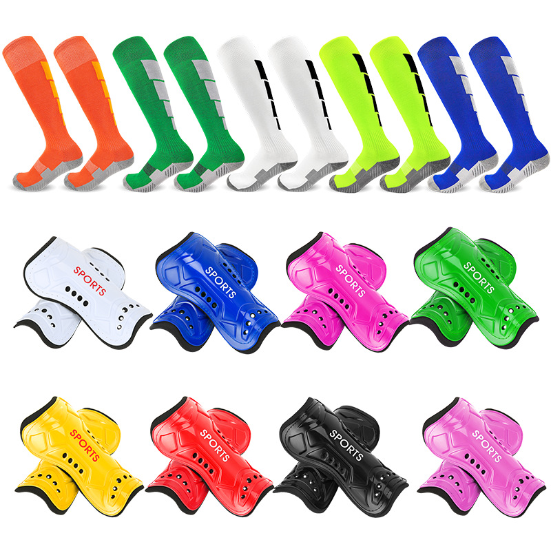 Cross-Border Foreign Trade Football Shin Guards with Straps for Children and Adults, Knee Pads, Leg Guards, Football Socks, Sports Set, in Stock