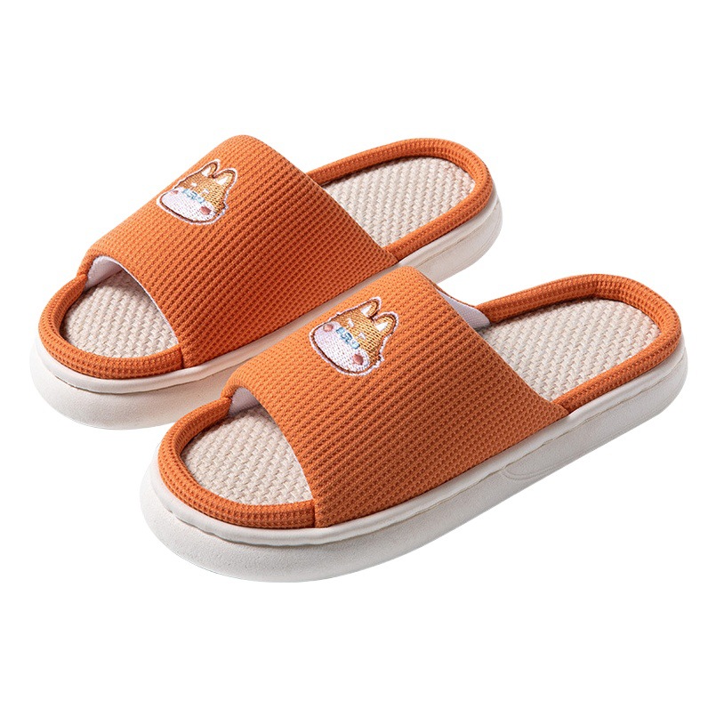 2023 Four Seasons zapatillas de lino pareja femenina zapatos de Interior para el hogar fondo blanco grande sensación de mierda zapatillas de lino zapatillas de piso al por mayor