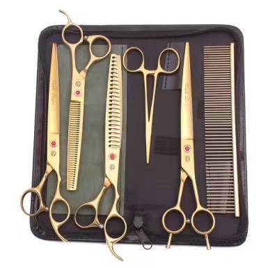 7.0寸  手型  彩色 电镀 宠物美容剪刀  套装