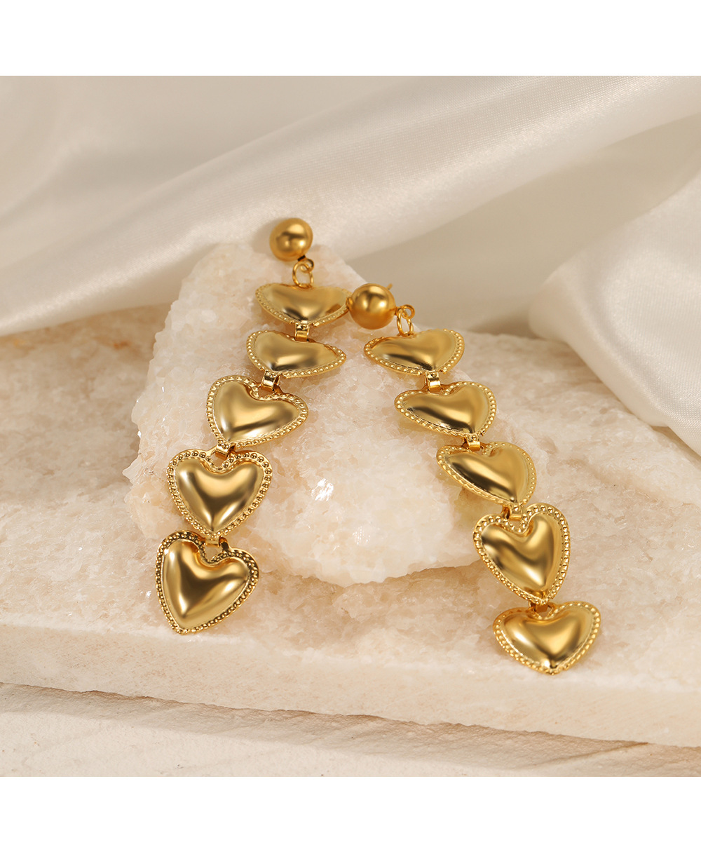 12g Weight PVD Coated Gold Plating Process 304 Stainless Steel Ear Needle Material Drop Earrings Classification 1 Pair Quantity Daily Occasion 304 Stainless Steel Material Heart Shape Pattern Women'S Gender Fashion Style Waterproof Non Tarnish, Plating Craft 1 Pair Fashion Heart Shape Plating 304 Stainless Steel Stainless Steel Earrings