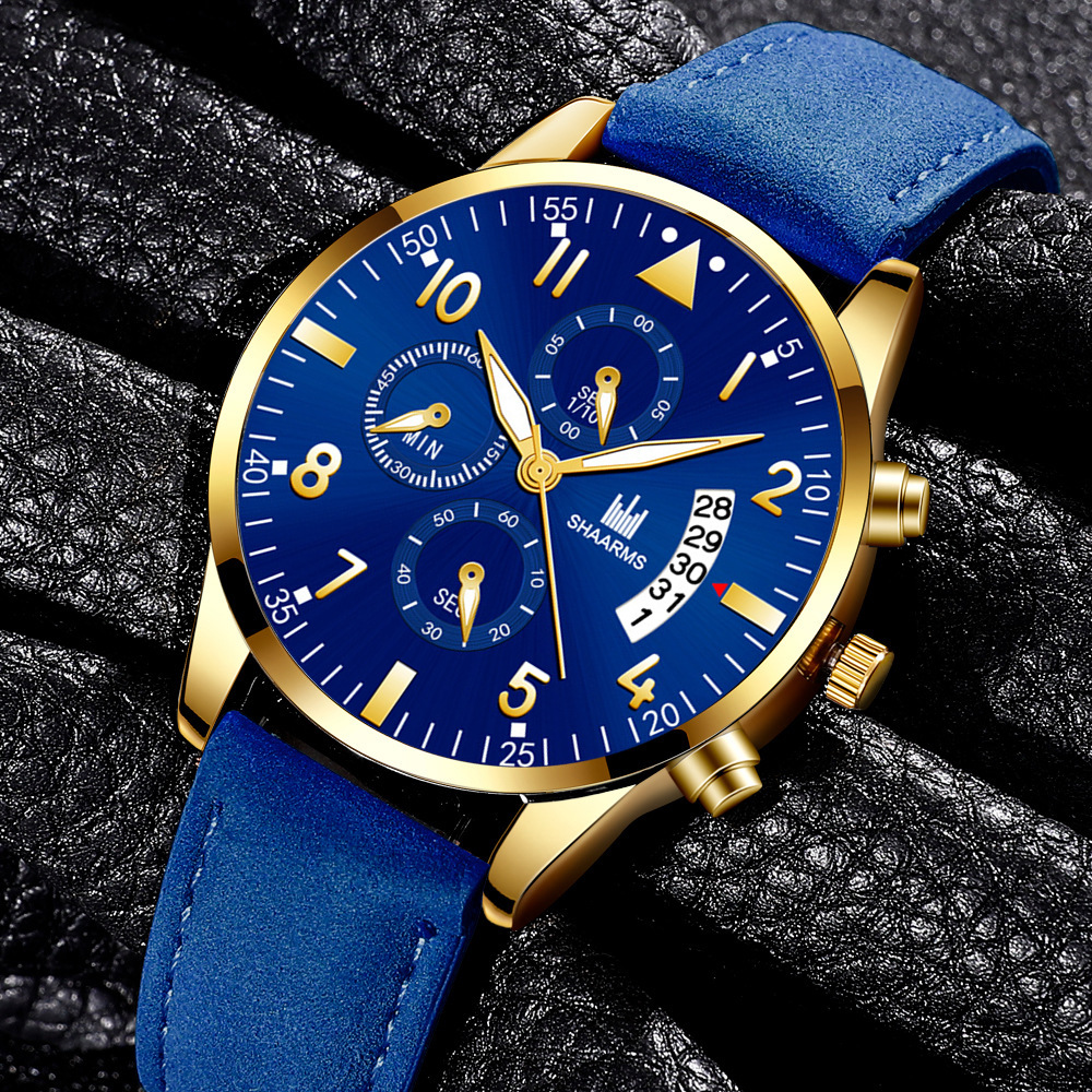 50g Weight Ordinary Glass Mirror Material Imitation Leather, Belt Strap Material Watch Classification Business Eye Solid Color Buckle Imitation Leather Belt Strap Quartz Watch