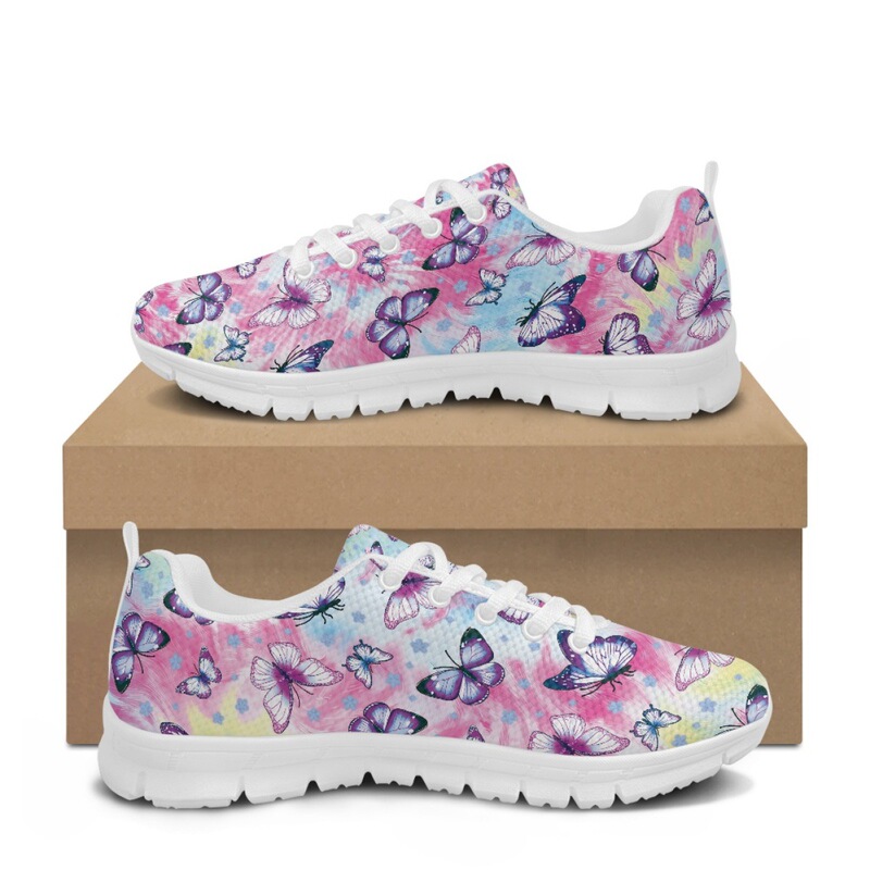 Cross-Border Women's Sports Shoes, Colorfulful Butterfly Print Eva Soles, Lightweight Running Shoes, Comfortable Mesh Shoes Can Be Customized