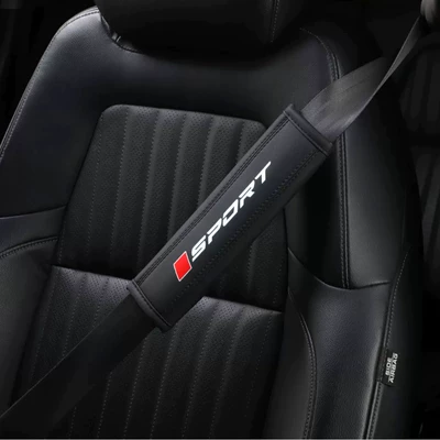 Carefully Selected Color-Printed Sports-Style Shoulder Pads, Car Seatbelt Shoulder Pads, Leather Breathable Interior Car Decoration Protective Covers (Seat belt shoulder pad) - black-line-model-238cm-thickness-2cm