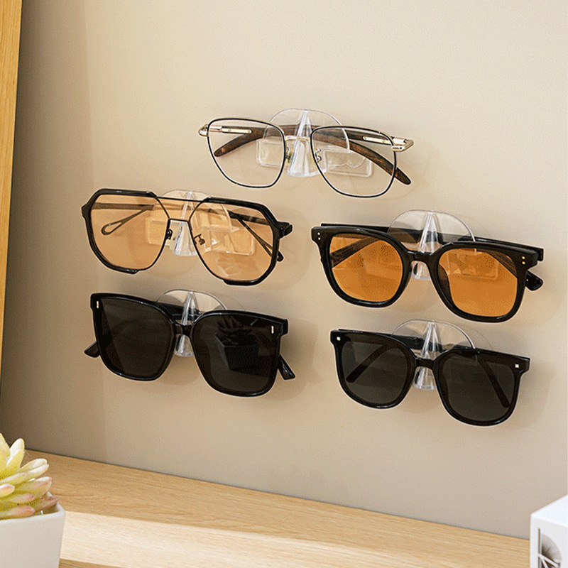 Transparent Glasses Storage Rack Bathroom Bedside Wall Hanging Sunglasses Sunglasses Display Rack Simple Punch-Free Glasses Shelf