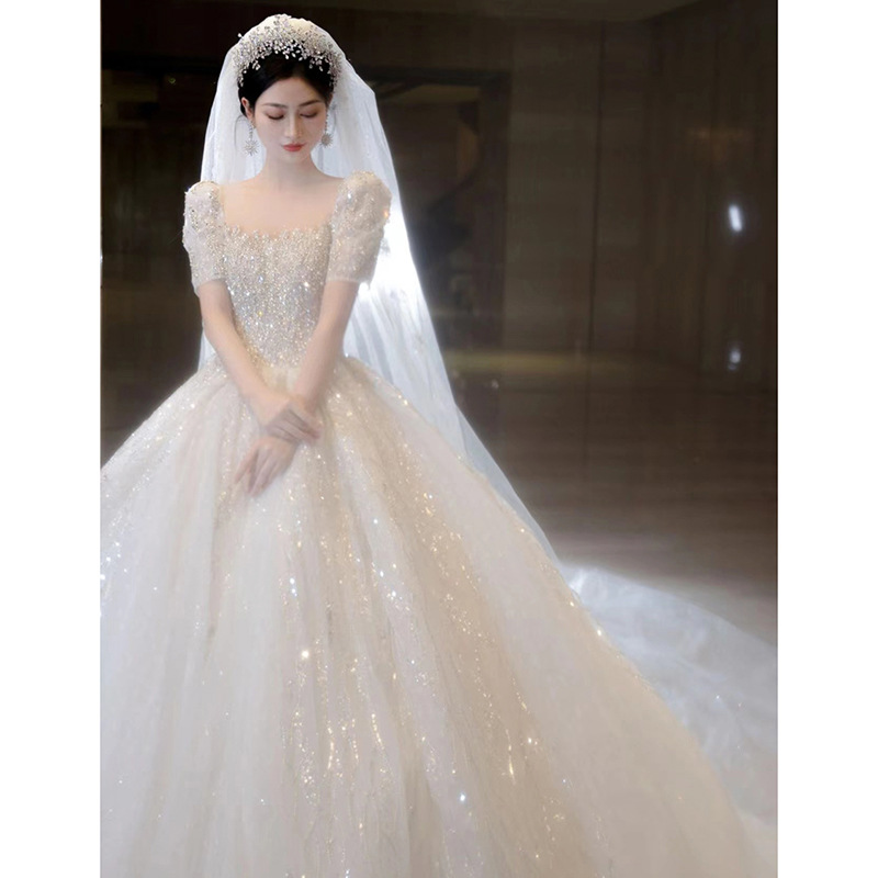 Lace elegant winter wedding dress