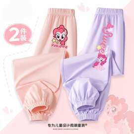 女童速干裤子夏季2025年新款中大童运动防蚊裤子宝宝卡通印花长裤