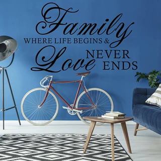family where life begins never love ends客厅英文贴纸AF3015