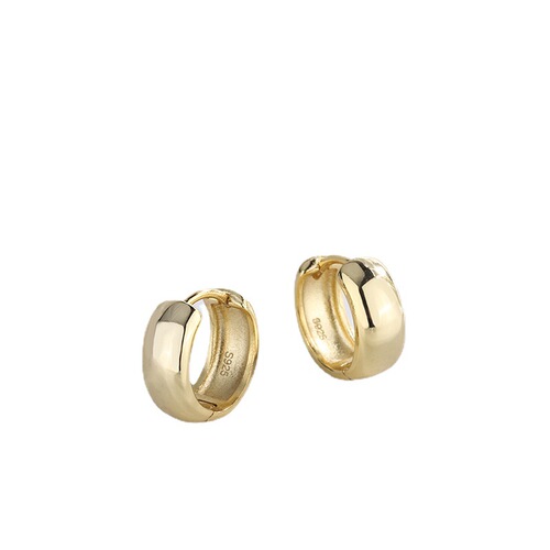 S925 sterling silver hoop earrings for women ins fashion versatile basic wide round hoop earrings simple personalized earrings