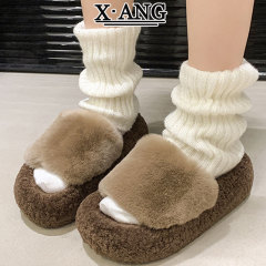 绝美超火真兔毛毛拖鞋女外穿2025秋冬季新款毛茸茸棉拖厚底毛毛鞋