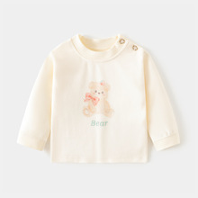 宝宝秋衣婴儿纯棉印花内衣套头全棉卡通儿童春秋打底童装肩开T恤