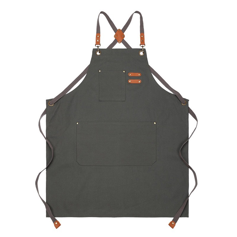 Delantal Mandil de Cintura en Lona de Algodón y Poliéster Impermeable para Cafetería y Restaurante