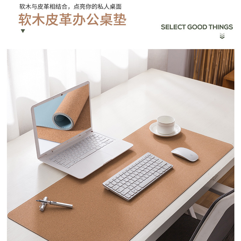 Alfombrilla de ratón de cuero de corcho para uso en la oficina, impermeable y antideslizante, alfombrilla para computadora, alfombrilla para escritorio resistente a las manchas, alfombrilla de ratón extragrande