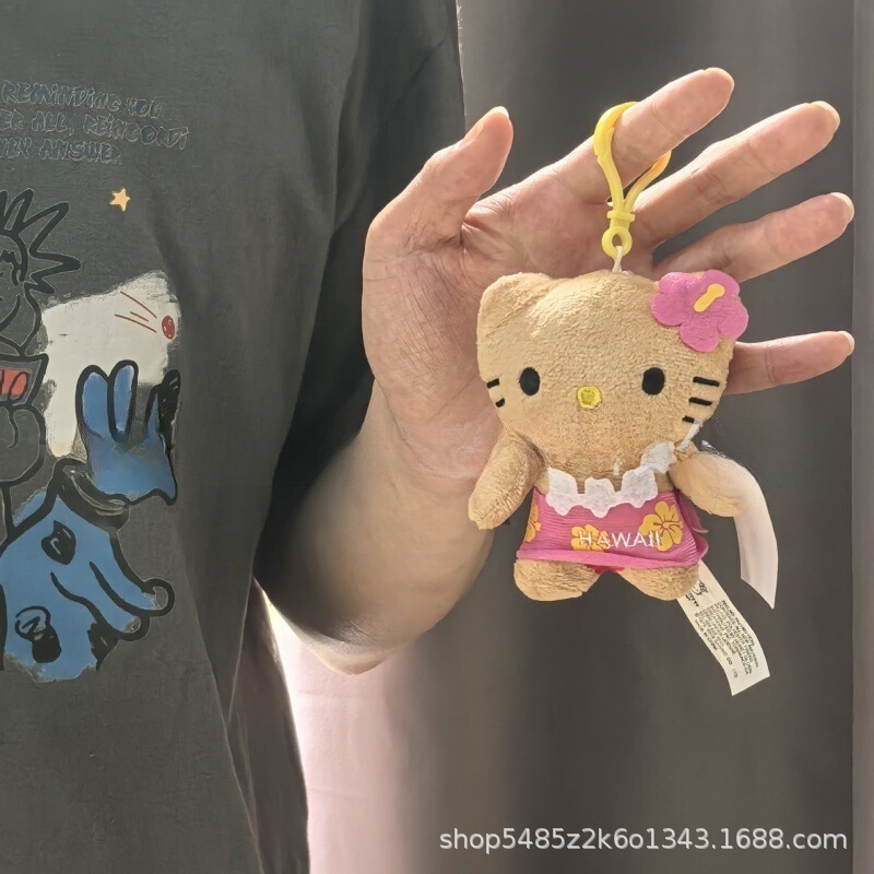 黑色草帽kitty帽宝宝挂件爱心扣公仔玩偶可爱赫本风挂饰钥匙扣|undefined