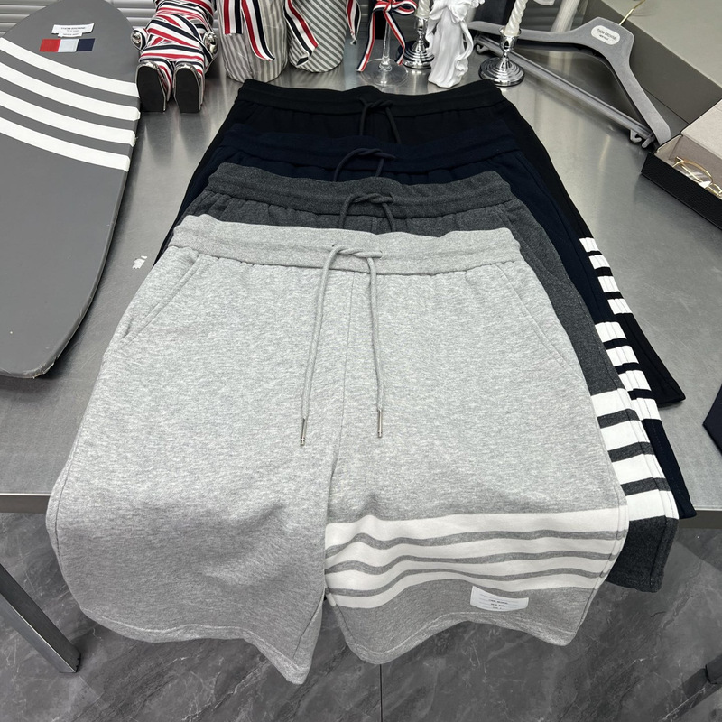 Tb Classic Shorts Summer Men's New Style Yarn-Dyed Four-Bar Stripe Patchwork Casual Sports Shorts