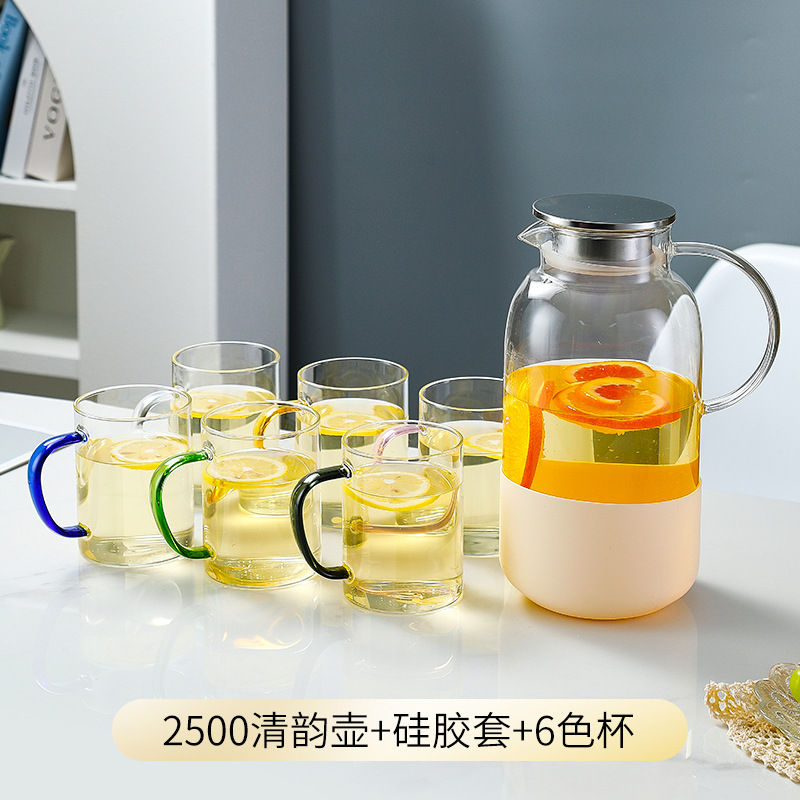 Кувшин стеклянный Hongzhu Qingyun 2500мл с 6 стаканами и чехлом