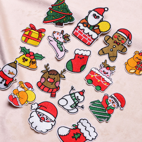 Original Manufacturer Direct Sales Cartoon Christmas Snowman Embroidered Fabric Patch Computer Embroidery Charm Clothing Decoration DIY Patch