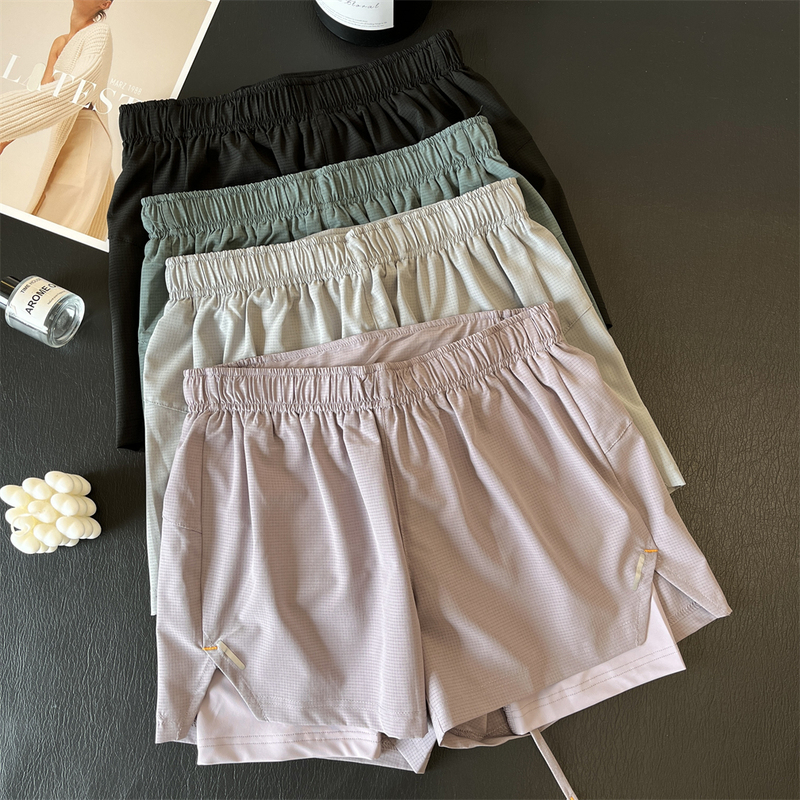 Factory Order! Anti-Exposure Quick-Dry Yoga Pants Two-In-One Faux Two-Piece Marathon Sports Running Shorts for Women Summer