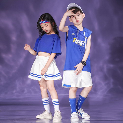 Street dance children's trendy kindergarten cheerleading performance costumes cool jazz dance outfits primary school graduation class photo clothing