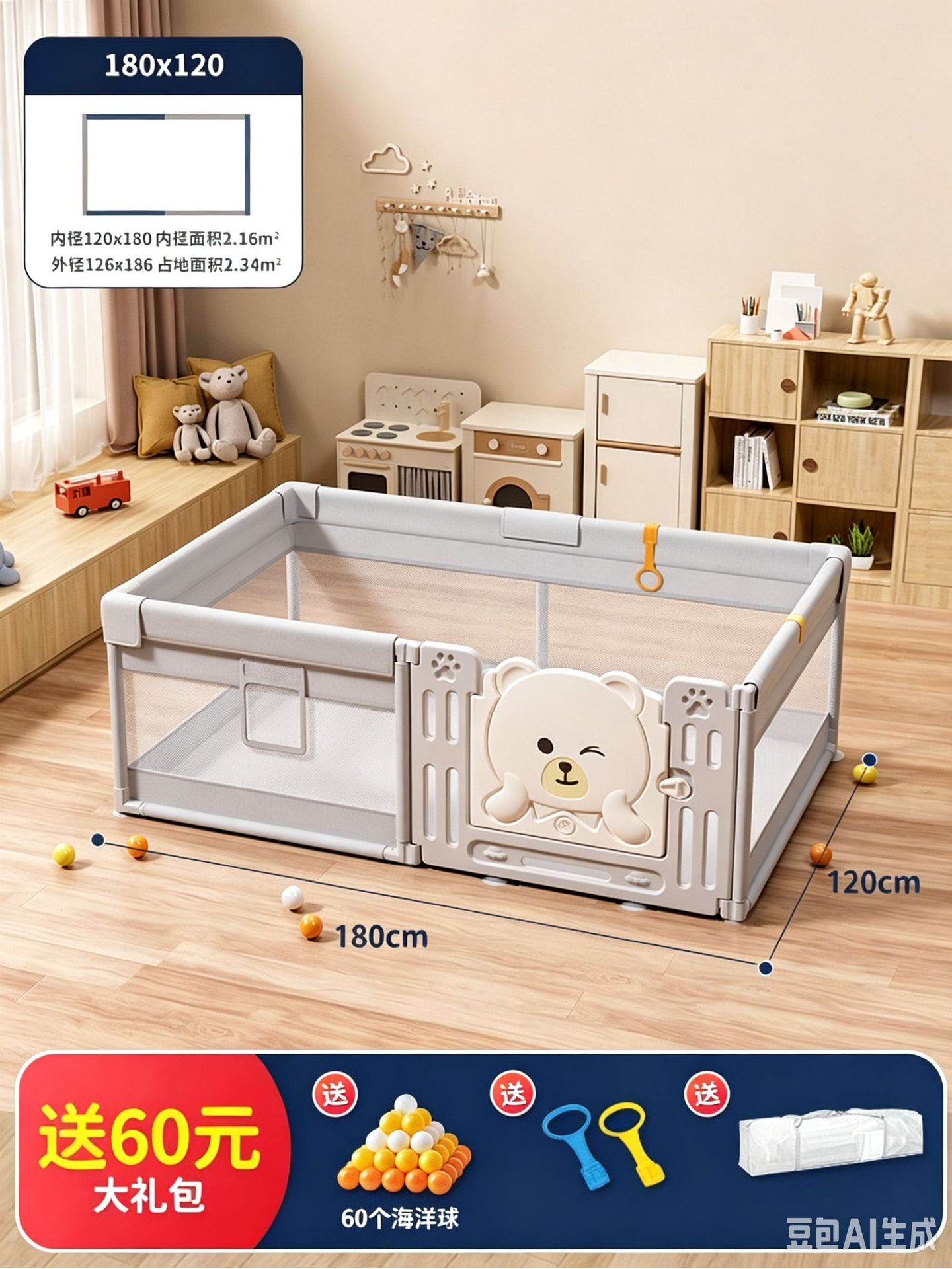 Corralito de Seguridad para Bebés de Tela De Seguridad para Casa image 7