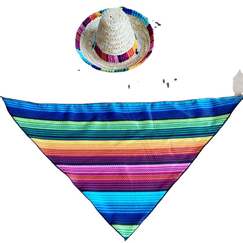 Joyería para mascotas popular mascota gato perro Sombrero estilo mexicano mascota gato perro saliva toalla