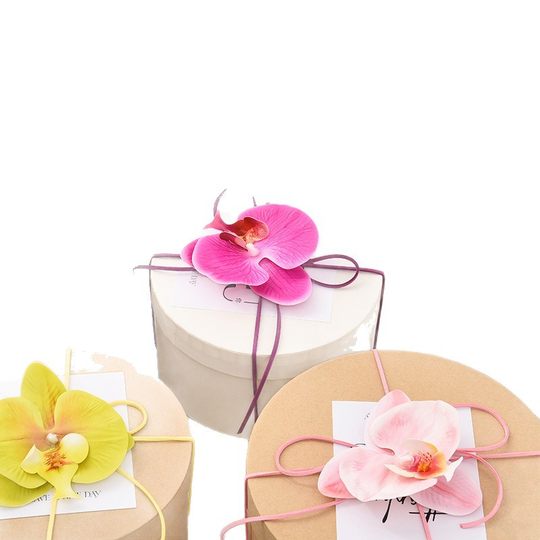 New Ins Style Kraft Paper Round Baking Gift Box Advanced Sense Birthday Gift Box Accompanying Gift Box