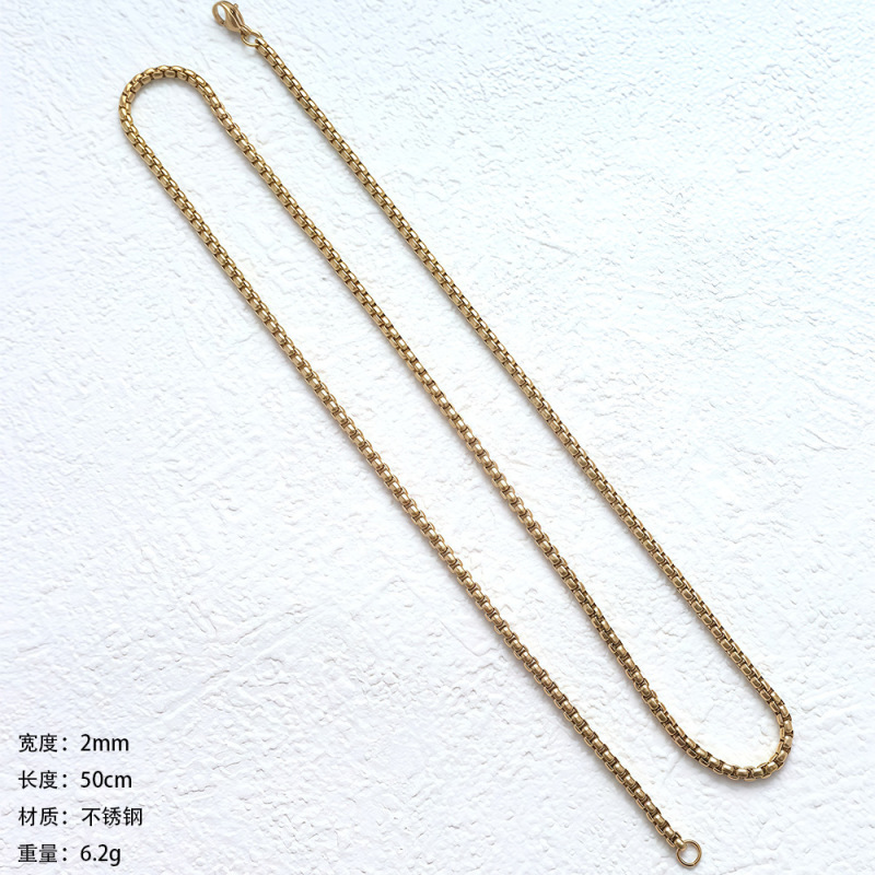 クロスボーダー diy ネックレスステンレス鋼チェーンスクエアパールネックレスメンズファッションネックレス工場直接販売|undefined