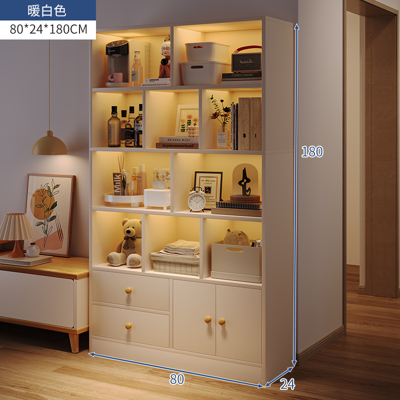 Estante de libro de piso integrado contra la pared almacenamiento y exhibición armario de almacenamiento imitación de madera sólida armario doméstico con puerta de gabinete