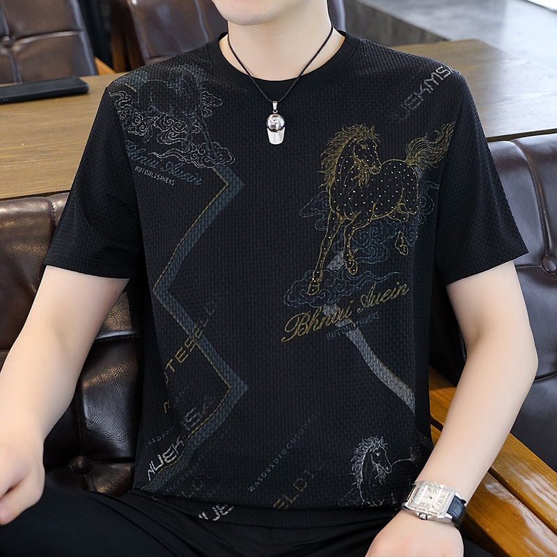 Summer silk thin trend casual breathable short sleeve T-shirt