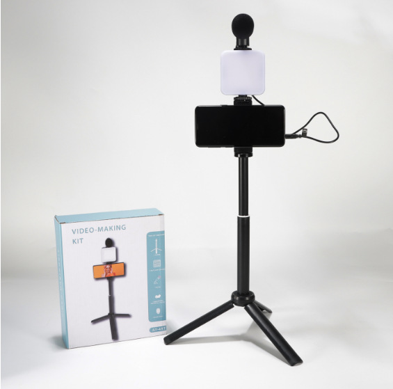 AY49 cámara móvil portátil mini luz de fotografía de belleza de escritorio transmisión en vivo perezoso conjunto de micrófono luz selfie image 11