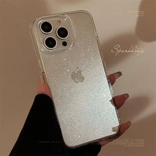 Чехол для телефона (Apple), совместим с сериями iPhone 11–17, прозрачные блестки, тонкий защитный дизайн