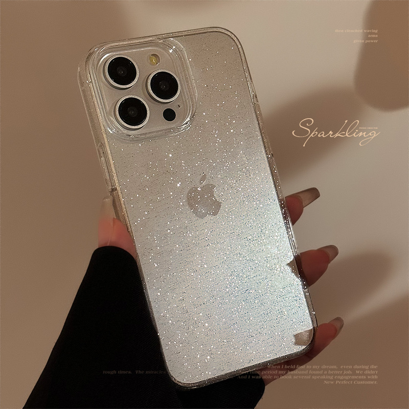 Transparent Fine Glitter 17Promax Apple Phone Case 16 Suitable for Iphone15 Soft Case 11 High-End Luxury 12/14