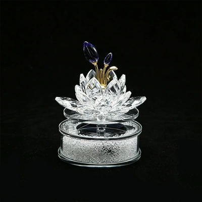Cross-Border Crystal Glass Lotus Flower Car ornaments - rotating-lotus-seed-blue