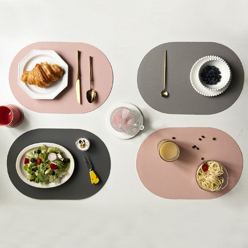 Amazon Oval Leather Plate Mat PU Western Placemat Home Ins Style Dining Table Mat Insulated Placemat Nordic Coaster