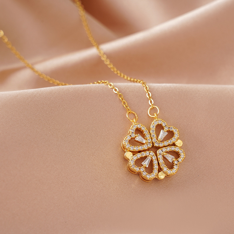 Nuevo collar de acero de titanio incrustado en diamantes para mujeres todo a juego ins Internet celebridad luz Cadena de clavícula de lujo elegante joyería de alto grado que no se desvanece