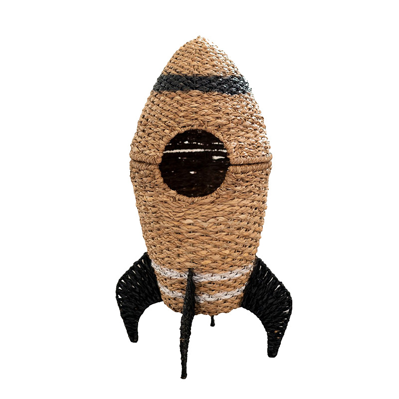 Transfronterizos personalizados de caña Cesta de almacenamiento Cohete de algas lindas Cesta de almacenamiento infantil juguetes Decoración de la guardería