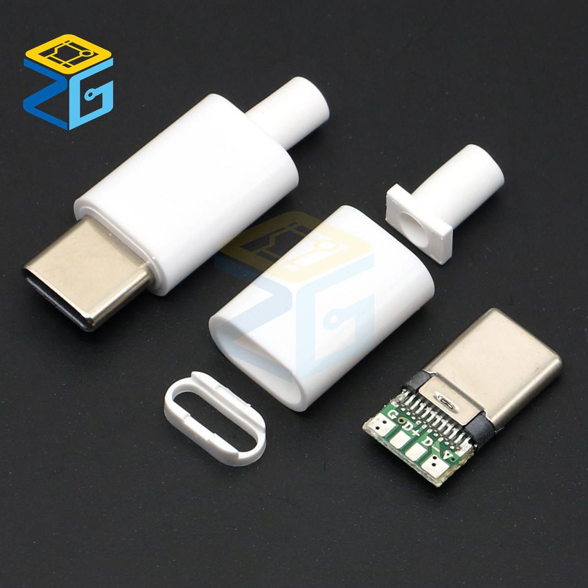 TYPE-C公头 带外壳 USB 带板焊线式接口 DIY插头 数据线手机维修