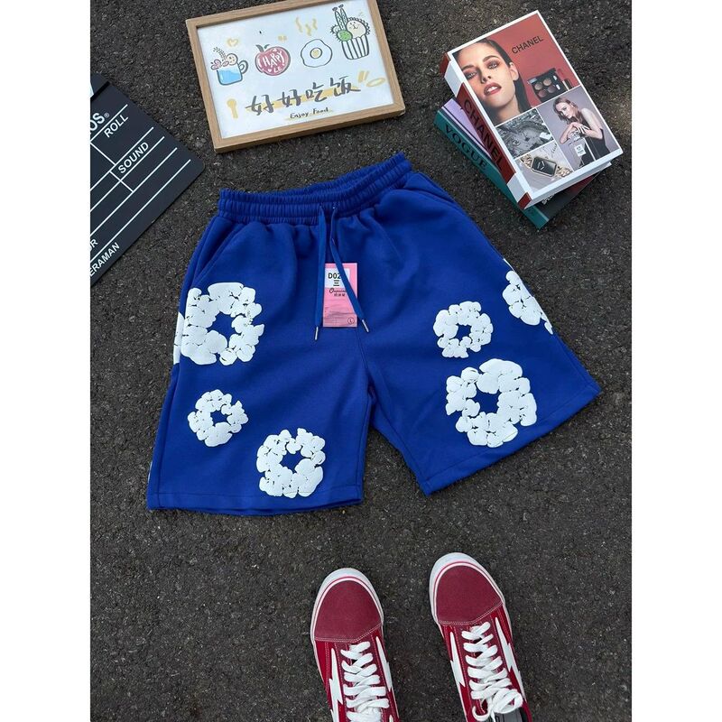 American high street cotton bubble shorts for men and women, summer thin sports basketball pants, casual quarter-length pants for outdoor wear American high street cotton bubble shorts for men and women, summer thin sports basketball pants, casual quarter-length pants for outdoor wear