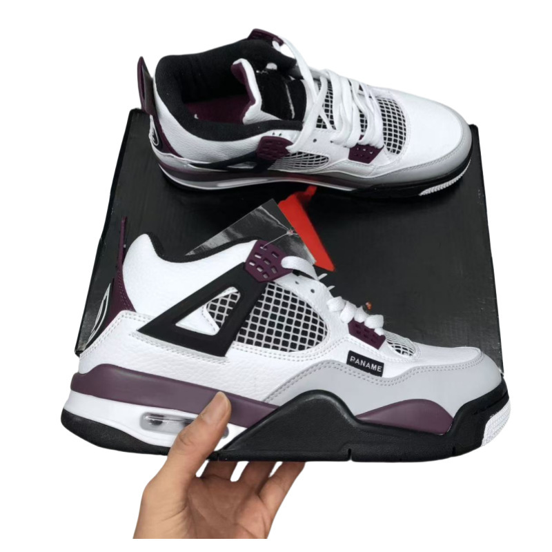ハーフサイズの男性用と女性用のAJ4バスケットボールシューズ、学生用、ホワイトセメント、ブラック、ブルー、ナイト、オレンジ、ブラウン、ブラック、レッド、ブルズ、ミッドトップメンズシューズ|undefined