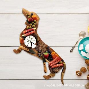 Wooden Dachshund Fruit Dessert Plate Party Party Decoration Plate Solid Wood Home Breakfast Bread Plate