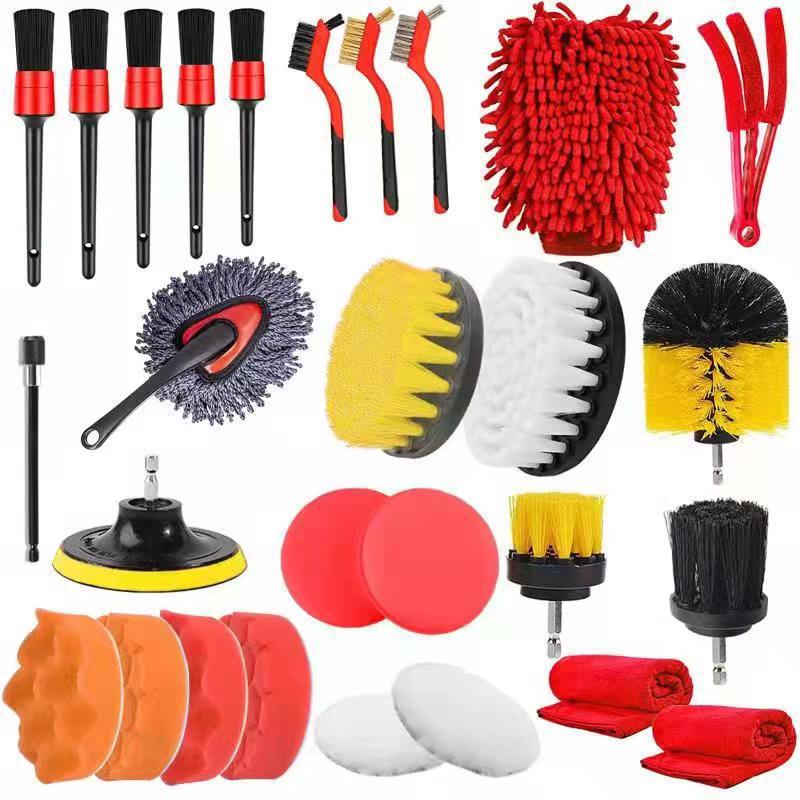 Cross-border hot sale Car Wash cleaning brush 28-piece electric drill brush car tire polishing glass wiper car wash brush Cross-border hot sale Car Wash cleaning brush 28-piece electric drill brush car tire polishing glass wiper car wash brush
