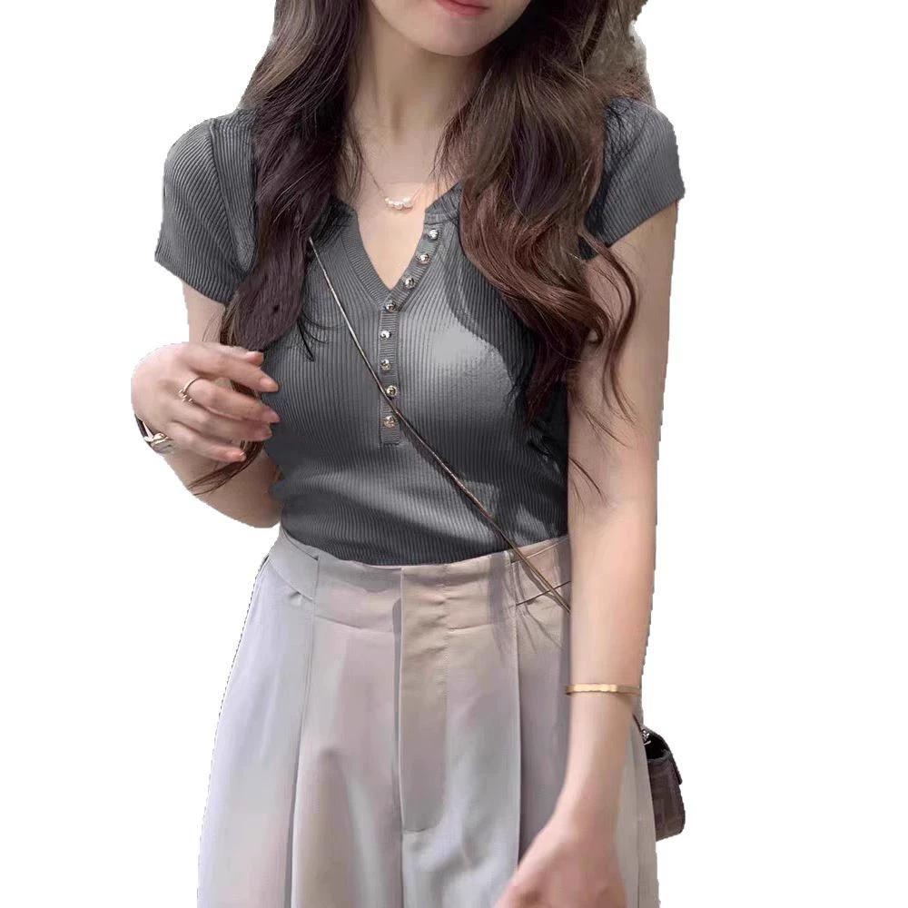 Knitted summer short sweater, with short sleeve