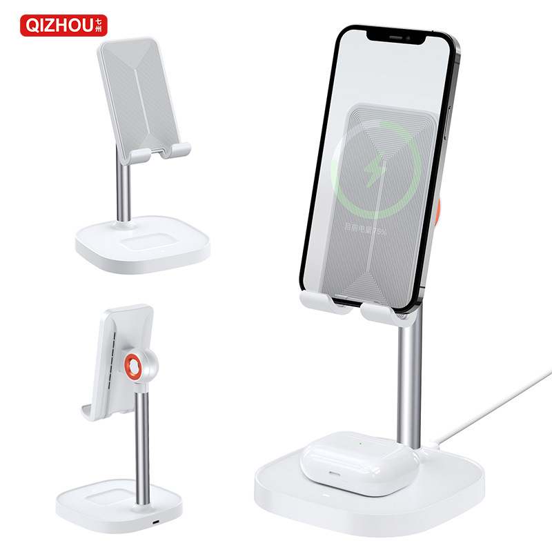 Cross-Border application of Huawei Apple Samsung desktop lazy headset mobile phone 2 in 1 15W wireless charging mobile phone holder